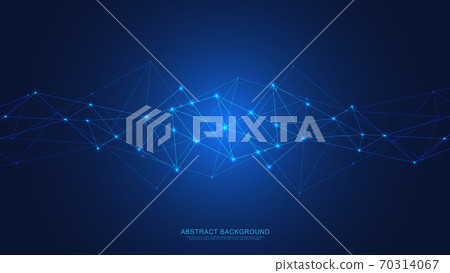 Abstract technology background with connecting dots and lines. Digital technology of global network connection and communication. Abstract technology background with connecting dots and lines. Digital technology of global network connection and communication. 70314067