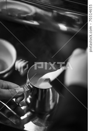 making espresso coffee close up detail with modern machine 70314655