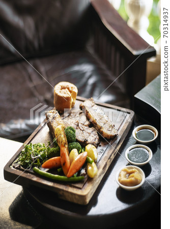 sunday roast beef traditional british meal set on table 70314937