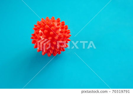 on blue model of Coronavirus disease COVID-19 on blue model of Coronavirus disease COVID-19 70319791