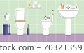 The bathroom in white and lilac tones. Vector image 70321359