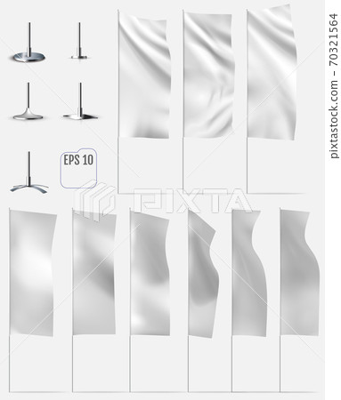 White banner flags. Realistic mockups 70321564
