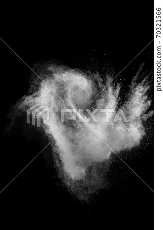 White powder explosion cloud against black background.White dust particles splash. 70321566