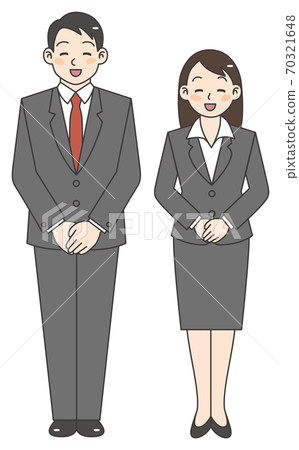 Men and women in suits greeting with a smile 70321648