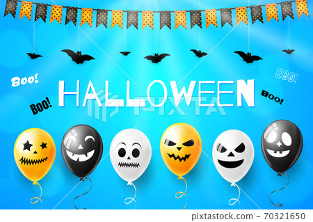 Happy Halloween vector illustration with scary air balloons for banner or poster 70321650