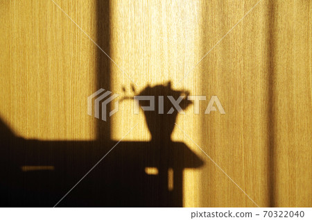 背面的摺痕反射出明媚的陽光透過房間的窗戶照到的家具的陰影 70322040