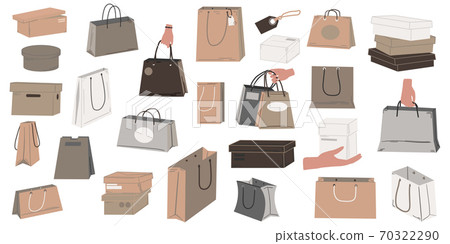 Download Cartoon Shopping Bags Gift Packets For Stock Illustration 70322290 Pixta