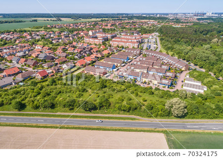 Aerial view of a suburb on the outskirts Aerial view of a suburb on the outskirts 70324175