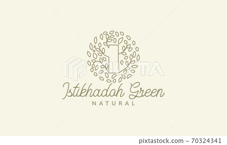 initial I or letter I with leaf plant ornament on circle luxury modern logo vector icon illustration design 70324341