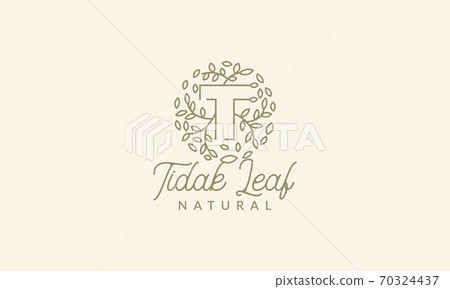initial T or letter T with leaf ornament on circle luxury modern logo vector icon illustration design initial T or letter T with leaf ornament on circle luxury modern logo vector icon illustration design 70324437