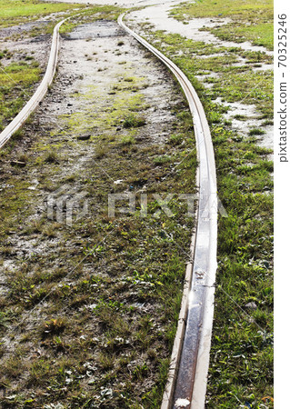 Tram rails in grass Tram rails in grass 70325246