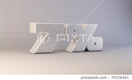 7 percent 3d metal text isolated on white, 3d render illustration 70326461