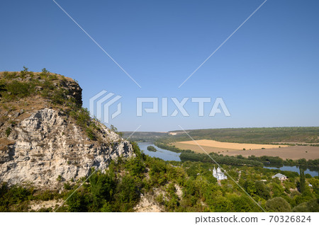 View to Socola village and Dniester river from the high cliff, Moldova View to Socola village and Dniester river from the high cliff, Moldova 70326824