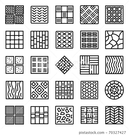 Paving icons set, outline style 70327427