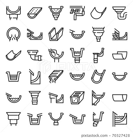 Gutter icons set, outline style 70327428