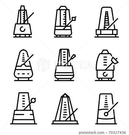 Metronome icons set, outline style 70327436