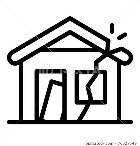 Destroyed house icon, outline style 70327549