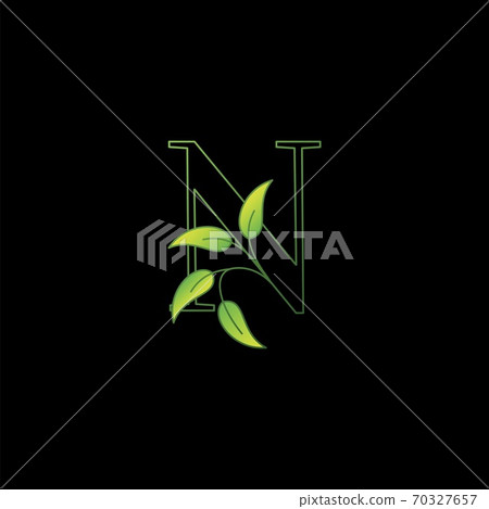 Green Nature Leaf Letter N Initial Logo Icon... - Stock Illustration ...