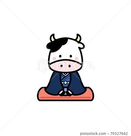 2021年新年賀卡材料:穿著和服和問候的牛 2021年新年賀卡材料:穿著和服和問候的牛 70327682