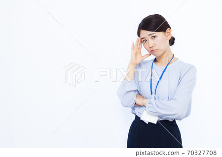 30s business woman office casual white background 70327708