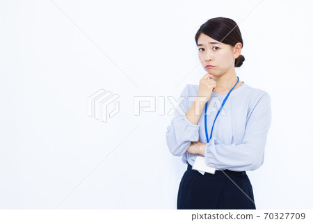 30s business woman office casual white background 70327709