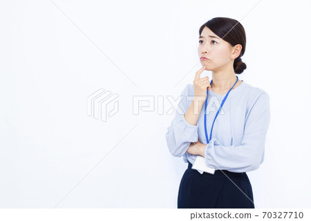 30s business woman office casual white background 70327710