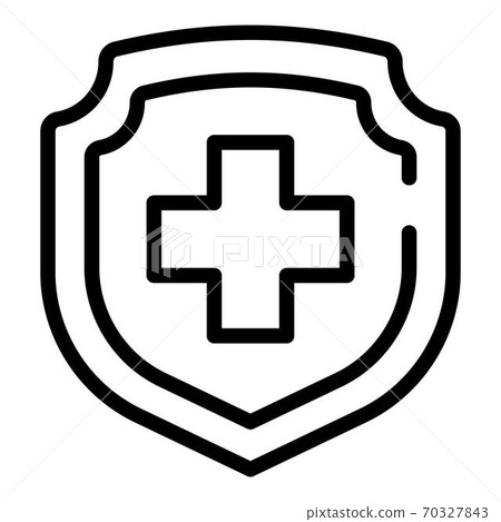 Medical shield icon, outline style 70327843