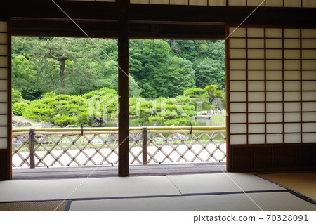栗林公園北月亭的榻榻米房景觀 70328091