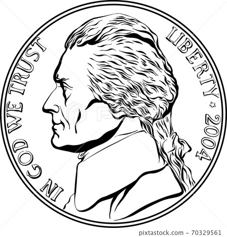 Vector American money coin five cents 70329561