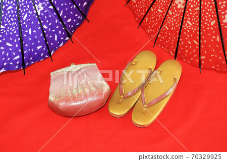 Japanese kimono accessories set for adults, bags and sandals 70329925