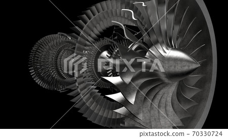 3D illustration of jet engine 70330724