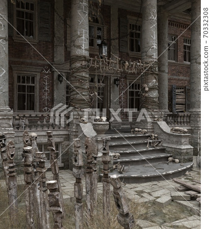 Abandoned haunted house refuge of spirits 3d illustration Abandoned haunted house refuge of spirits 3d illustration 70332308