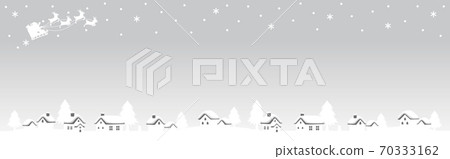 Christmas Santa Claus and night sky silhouette banner background 70333162