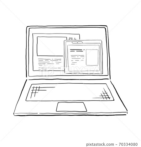 Laptop hand-painted line art without color Laptop hand-painted line art without color 70334080