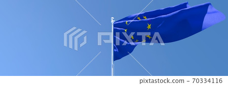 3D rendering of the flag of European Union waving in the wind 3D rendering of the flag of European Union waving in the wind 70334116