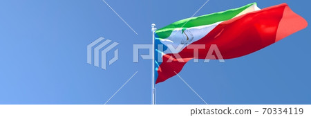 3D rendering of the national flag of Guinea waving in the wind 3D rendering of the national flag of Guinea waving in the wind 70334119