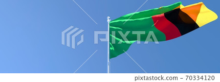 3D rendering of the national flag of Zambia waving in the wind 70334120