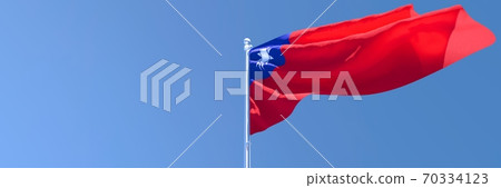 3D rendering of the national flag of Taiwan waving in the wind 3D rendering of the national flag of Taiwan waving in the wind 70334123