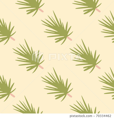 Seamless pattern with light green coniferous branch silhouettes. Light pink background. Forest pine ornament. Seamless pattern with light green coniferous branch silhouettes. Light pink background. Forest pine ornament. 70334462