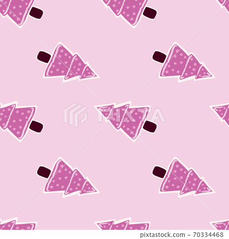 Lilac new year fir tree cookie silhouettes seamless doodle pattern. Stylized simple tasty elements on light pink background. Lilac new year fir tree cookie silhouettes seamless doodle pattern. Stylized simple tasty elements on light pink background. 70334468