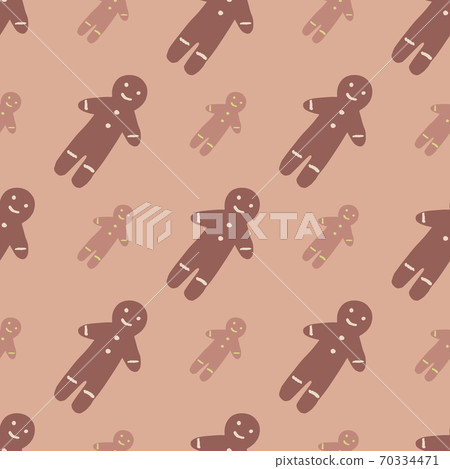 Pale seamless new year pattern with pink palette gingerbread man cookie ornament. Winter bakery desserts silhouettes. Pale seamless new year pattern with pink palette gingerbread man cookie ornament. Winter bakery desserts silhouettes. 70334471