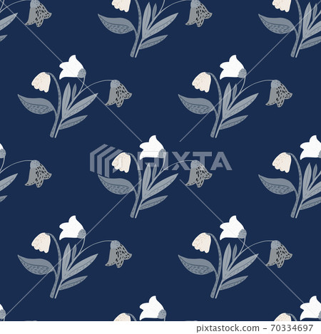 Village flowers ornament seamless pattern. Doodle botanic forest bouquet with white buds. Nature simple pattern. Village flowers ornament seamless pattern. Doodle botanic forest bouquet with white buds. Nature simple pattern. 70334697