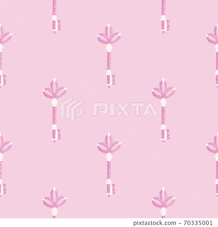 Simple seamless pattern with keys silhouettes. Secret style vintage ornament in pink tones. Minimalistic backdrop. 70335001