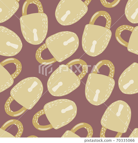 Random seamless pattern with simple beige loch shapes ornament. Pale maroon background. Vintage old backdrop. Random seamless pattern with simple beige loch shapes ornament. Pale maroon background. Vintage old backdrop. 70335066