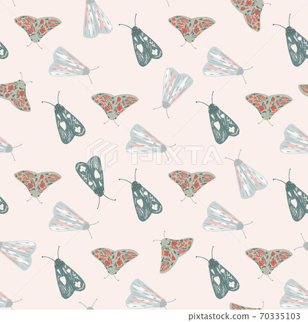 Seamless pattern with doodle pastel moles. Random isolated print with light background. 70335103