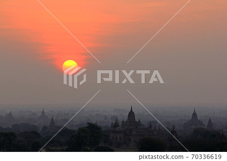 Landscape sunrise in the morning bagan city, myanmar Landscape sunrise in the morning bagan city, myanmar 70336619