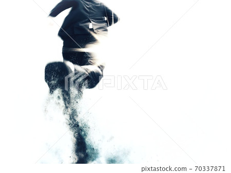 Back view of a businessman running toward the goal Back view of a businessman running toward the goal 70337871
