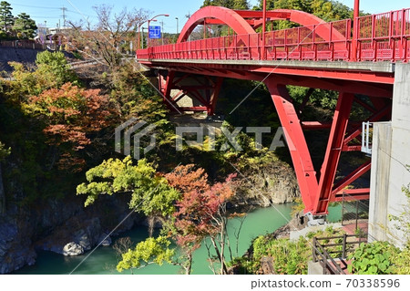 Takatsudo Gorge and Takatsudo Bridge in Autumn Takatsudo Gorge and Takatsudo Bridge in Autumn 70338596