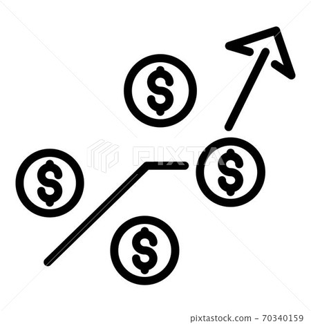 Grow up money coin icon, outline style 70340159