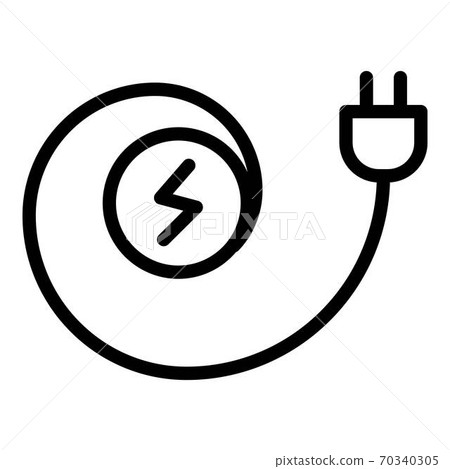 Electric cable plug icon, outline style 70340305